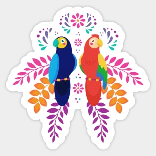 Colorful Twin Parrot Sticker